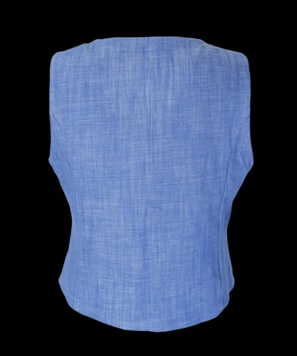Cheap Black Colour Box Light Denim Vest Lt. Blue