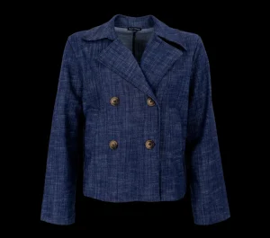 Best Sale Black Colour Box Jacket Navy Denim