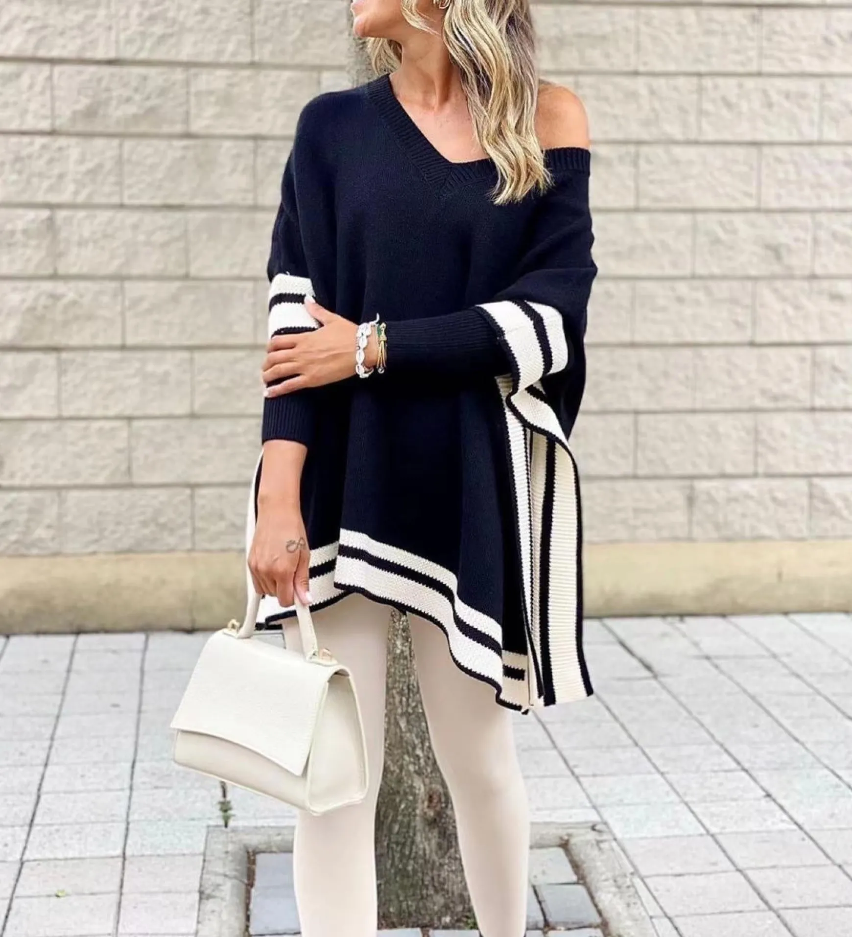 celine_knit_poncho_black_0.webp Best Gown Celine Knit Poncho Black
