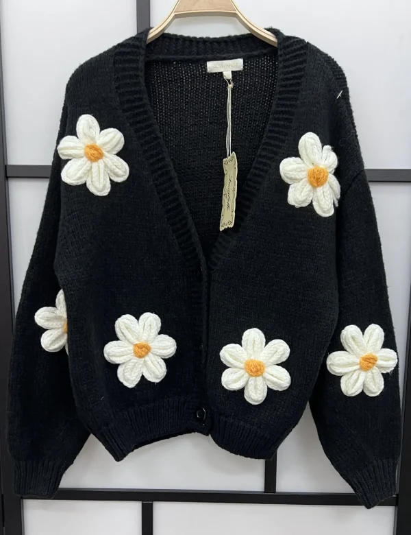 Online Gown Isa Margurit Cardigan 2398 Med Handlavet Blomster Black