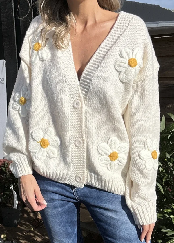 Best Sale Gown Isa Margurit Cardigan 2398 Med Handlavet Blomster White