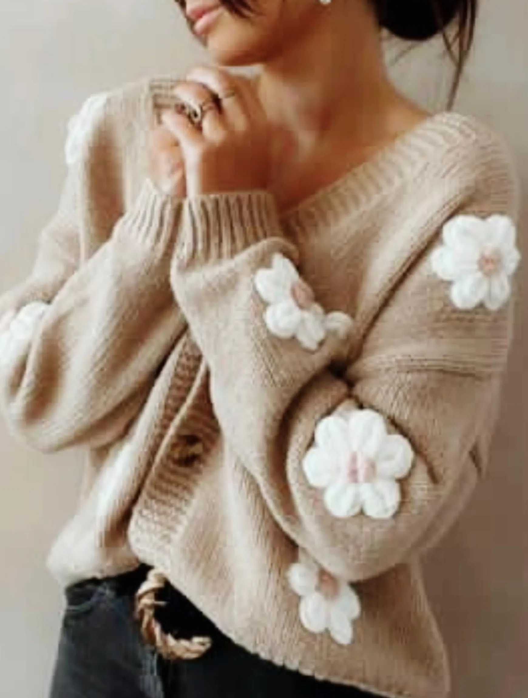 isa_margurit_cardigan_med_0-3.webp Online Gown Isa Margurit Cardigan Med Handlavet Blomster Camel