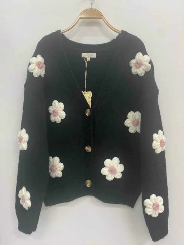 Fashion Gown Isa Margurit Cardigan Med Handlavet Blomster Black
