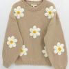 Hot Gown Isa Margurit Pullover Med Handlavet Blomster Sand