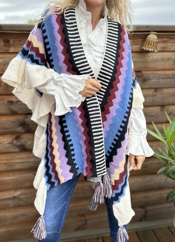 Store Gown Lucy Knit Poncho Black / Blue