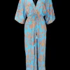 Cheap Black Colour Luna Double V-Neck Dress Blue Lotus