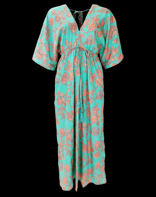 Best Black Colour Luna Double V-Neck Dress Green Lotus