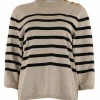 Hot Continue Mila 3/4 Knit Blouse Gold Sand With Black Stripe