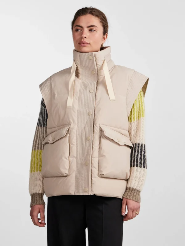 Store YAS Thello Down Mix Gilet Beige