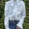 Best Sale Gown Vigga Flaeseskjorte Light Blue